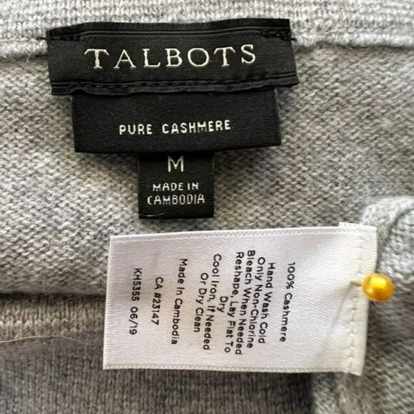 TALBOTS GRAY 100% CASHMERE MOCK NECK SWEATER SIZE MEDIUM - Picture 10 of 10